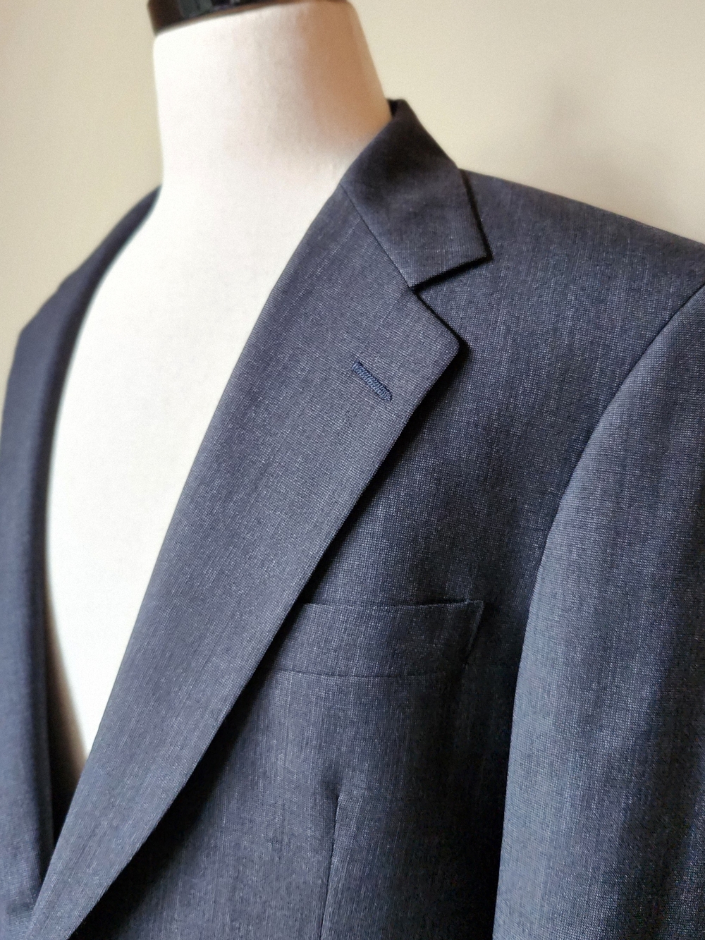 Samuelsohn H. Stockton 41 L Charcoal Gray Super 100 Wool Blazer Sharkskin Weave